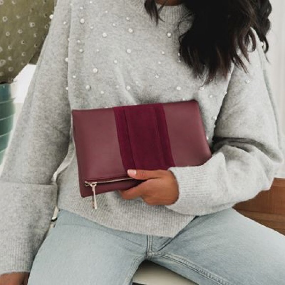 Summer and Rose Burgundy Foldover Clutch - Picture 7 of 7